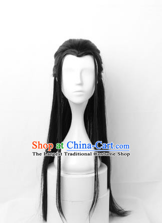 Chinese Ming Dynasty Swordsman Wigs Traditional Cosplay Childe Headdress Ancient Young Male Hairpieces