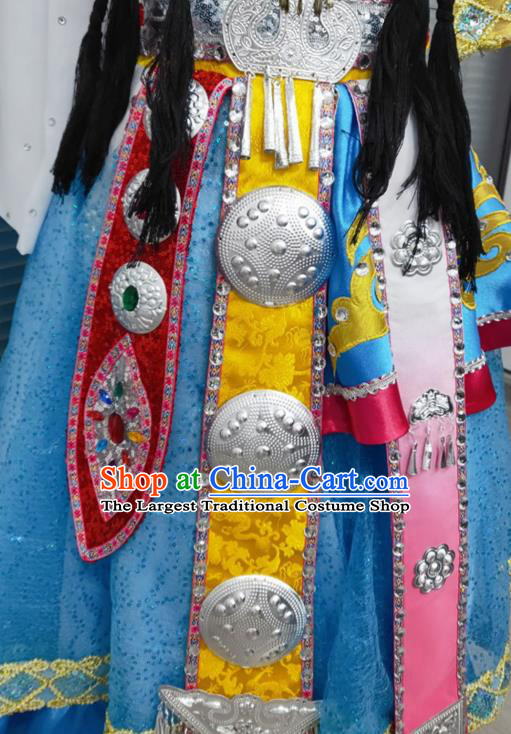 Chinese Zang Minority Dance Dress Uniforms Tibetan Nationality Girl Performance Clothing Ethnic Children Folk Dance Garments