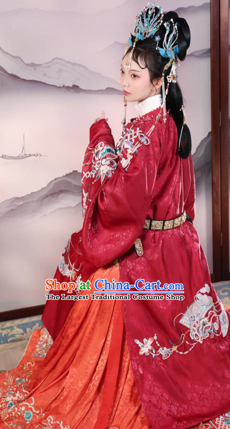 China Traditional Wedding Hanfu Dresses Ancient Imperial Consort Garment Costumes Ming Dynasty Court Woman Historical Clothing