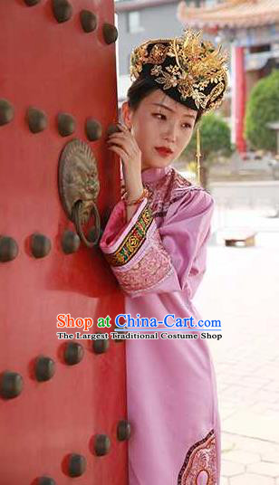 Chinese Drama Empresses in the Palace Garment Costume Qing Dynasty Manchu Princess Clothing Ancient Court Lady Pink Dress