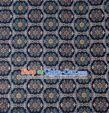 China Classical Pattern Navy Brocade Material Tang Suit Silk Damask Jacquard Textile Tapestry Traditional Hanfu Satin Fabric