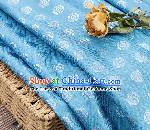 China Classical Plum Blossom Pattern Blue Brocade Fabric Tang Suit Silk Damask Jacquard Satin Tapestry Traditional Cheongsam Textile Material