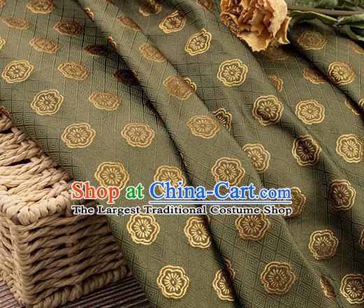 China Traditional Cheongsam Textile Material Classical Plum Blossom Pattern Olive Green Brocade Fabric Tang Suit Silk Damask Jacquard Satin Tapestry