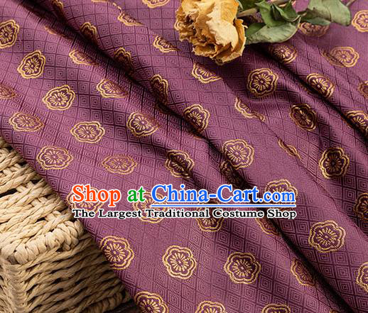 China Tang Suit Silk Damask Jacquard Satin Tapestry Traditional Cheongsam Textile Material Classical Plum Blossom Pattern Purple Brocade Fabric
