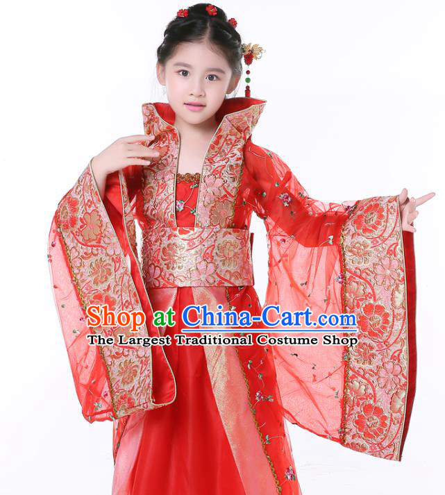 China Tang Dynasty Princess Clothing Ancient Imperial Consort Garment Costume Traditional Girl Performance Red Hanfu Dress