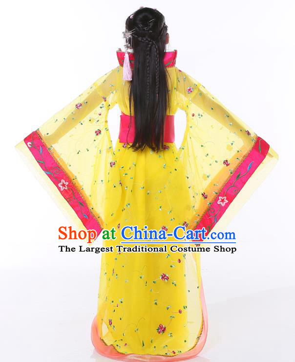 China Traditional Children Yellow Hanfu Dress Tang Dynasty Imperial Consort Clothing Ancient Girl Fairy Garment Costume