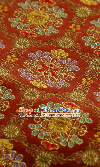 China Classical Fairworks Pattern Satin Tapestry Traditional Hanfu Silk Fabric Wedding Dress Jacquard Red Brocade Tang Suit Damask