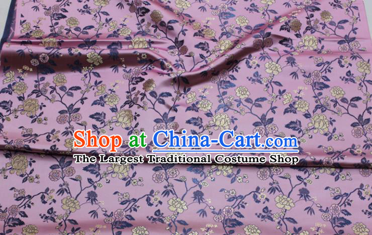China Jacquard Brocade Mongolian Robe Pink Satin Damask Classical Flowers Pattern Tapestry Traditional Cheongsam Silk Fabric