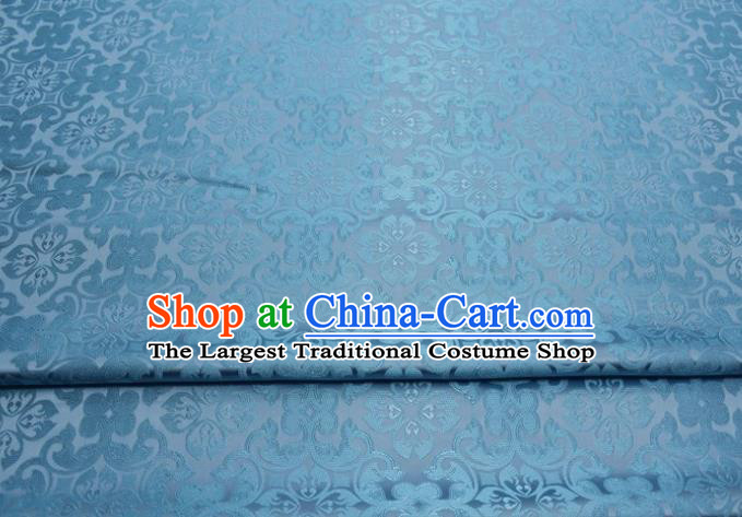 China Traditional Silk Fabric Tang Suit Jacquard Light Blue Brocade Classical Plum Pattern Satin Damask Cheongsam Tapestry Material