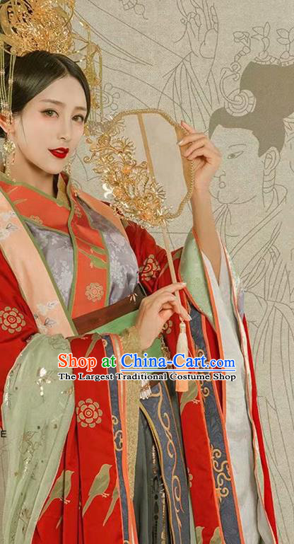 China Traditional Court Hanfu Garments Han Dynasty Imperial Consort Historical Clothing Ancient Empress Red Dress