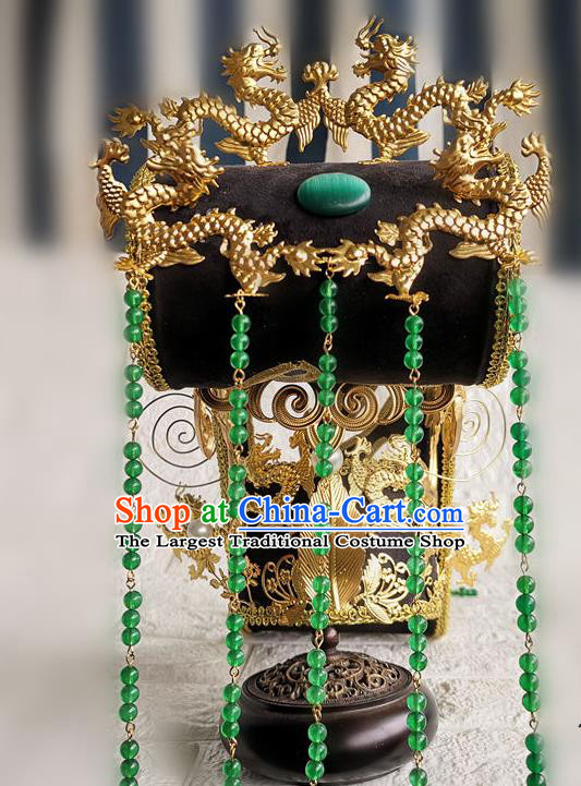Chinese Qin Dynasty Queen Tassel Hair Crown Traditional Hanfu Hair Accessories Ancient Empress Phoenix Coronet