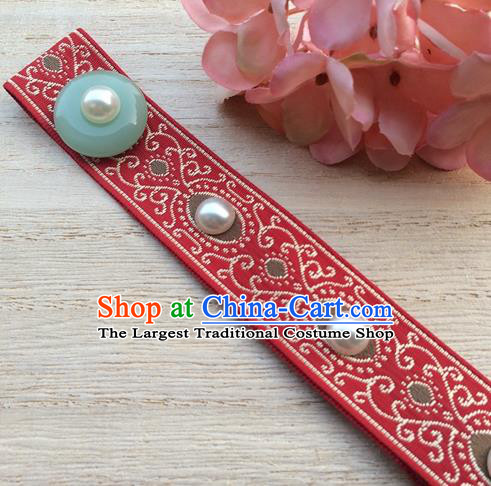 Chinese Traditional Ming Dynasty Childe Hair Accessories Ancient Young Scholar Red Headband Drama Swordsman Headpiece