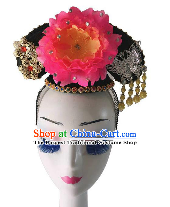 Chinese Classical Dance Hair Accessories Woman Stage Performance Headdress Traditional Court Dance Wigs