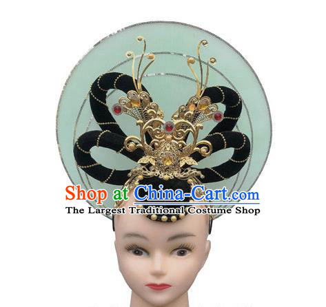 Chinese Flying Apsaras Dance Wigs Chignon Traditional Court Dance Hairpieces Woman Stage Performance Headdress Classical Dance Hair Accessories