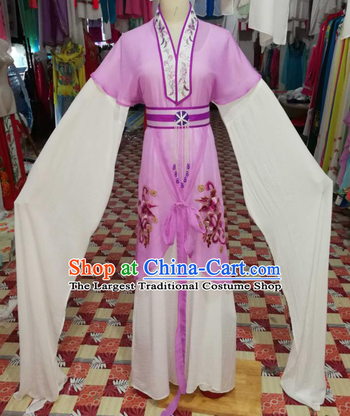 China Ancient Village Girl Garment Costumes Huangmei Opera Actress Lilac Dress Outfits Traditional Peking Opera Xiaodan Clothing