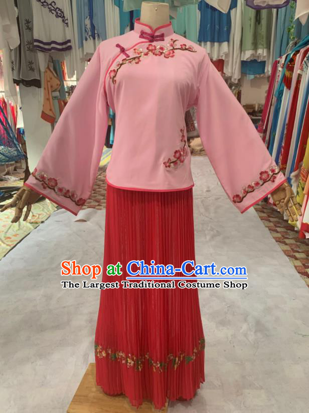 China Ancient Young Lady Garment Costumes Shaoxing Opera Actress Dress Outfits Traditional Peking Opera Village Girl Clothing