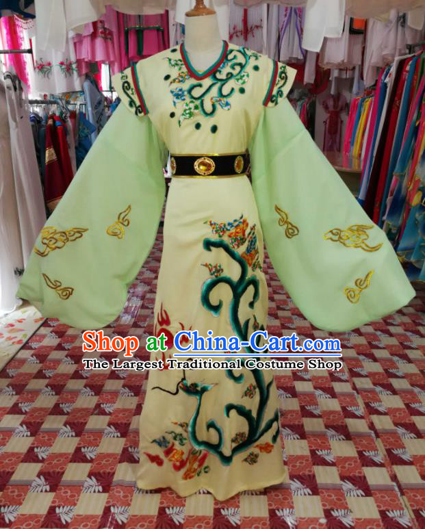 China Shaoxing Opera Prince Garments Beijing Opera Xiaosheng Green Robe Uniforms Traditional Opera Young Childe Clothing