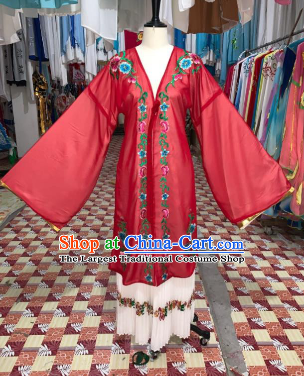 China Huangmei Opera Actress Red Dress Outfits Traditional Peking Opera Diva Clothing Ancient Noble Mistress Garment Costume