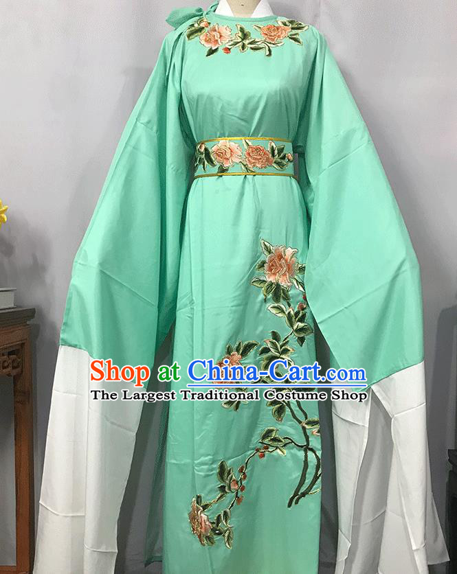 China Traditional Shaoxing Opera Niche Clothing Opera Scholar Garments Beijing Opera Xiaosheng Embroidered Green Robe
