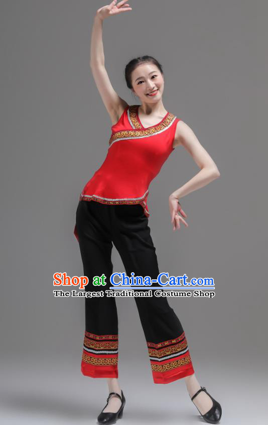 Chinese Fan Dance Costumes Jiaozhou Yangko Dance Clothing Women Group Performance Garments Folk Dance Outfits