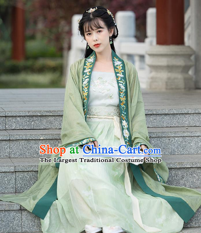 China Ancient Young Lady Garment Costumes Traditional Hanfu Dress Song Dynasty Patrician Woman Historical Clothing