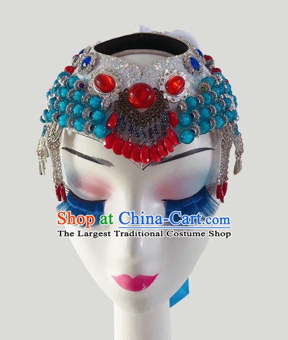 China Minority Bowl Dance Golden Headpiece Mongolian Ethnic Performance Headdress Mongol Nationality Dance Hair Accessories