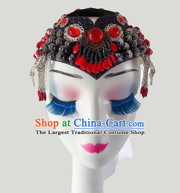 China Mongol Nationality Folk Dance Hair Accessories Minority Bowl Dance Headpiece Mongolian Ethnic Performance Headdress
