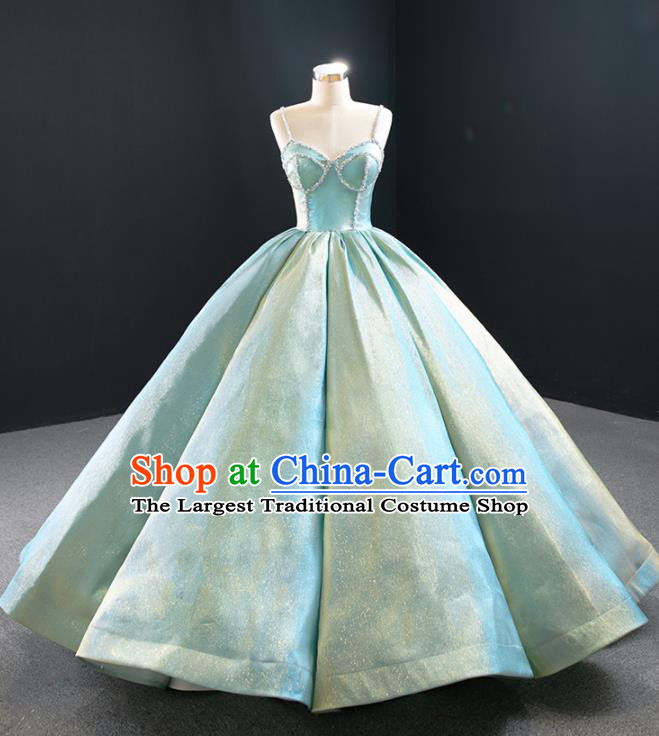 Custom Catwalks Princess Costume Bride Clothing Vintage Wedding Dress Marriage Formal Garment Compere Luxury Light Blue Full Dress