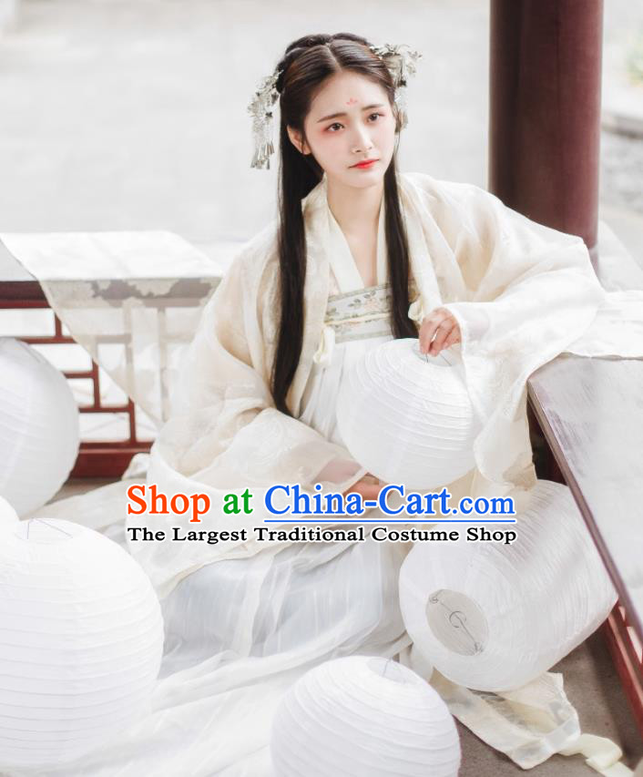 China Traditional Historical Costumes Ancient Fairy Hanfu Dress Garments Jin Dynasty Imperial Consort Clothing