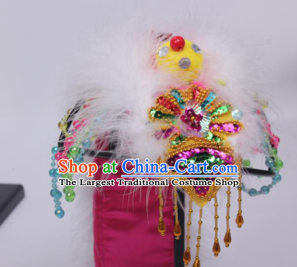 Chinese Folk Dance Feather Hat Traditional Children Performance Hair Accessories Zang Ethnic Girl Hair Crown