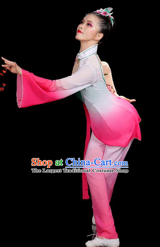 Professional China Folk Dance Pink Outfits Women Group Dance Costumes Yangko Dance Garments Fan Dance Clothing