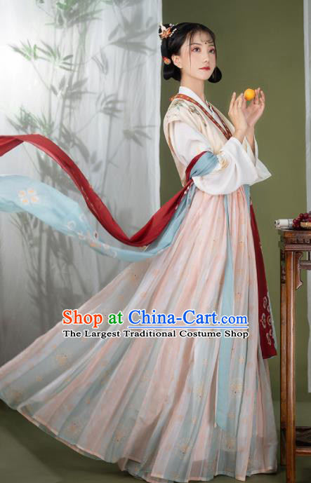 China Ancient Young Lady Garment Costumes Traditional Hanfu Dress Tang Dynasty Palace Beauty Historical Clothing