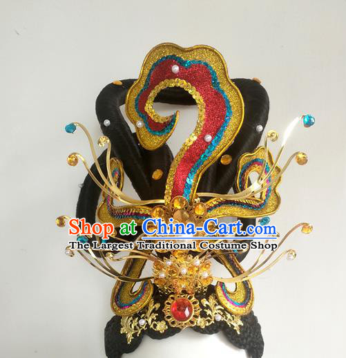 Chinese Fairy Dance Hairpieces Traditional Stage Performance Wigs Chignon Classical Dance Hair Accessories Flying Apsaras Dance Headdress