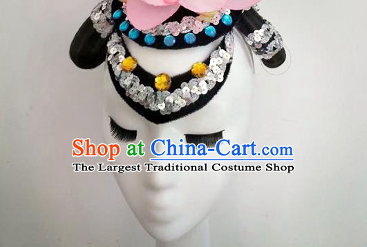 China Lotus Dance Headpiece Women Opening Dance Hair Crown Classical Dance Hat Yangko Dance Hair Accessories