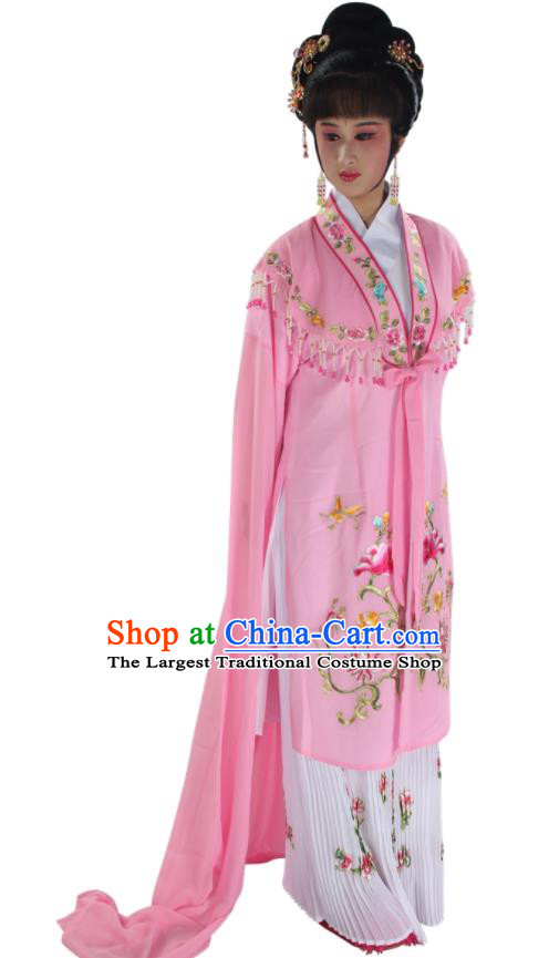 Chinese Ancient Young Mistress Garment Costume Traditional Shaoxing Opera Diva Clothing Beijing Opera Hua Tan Pink Water Sleeve Dress