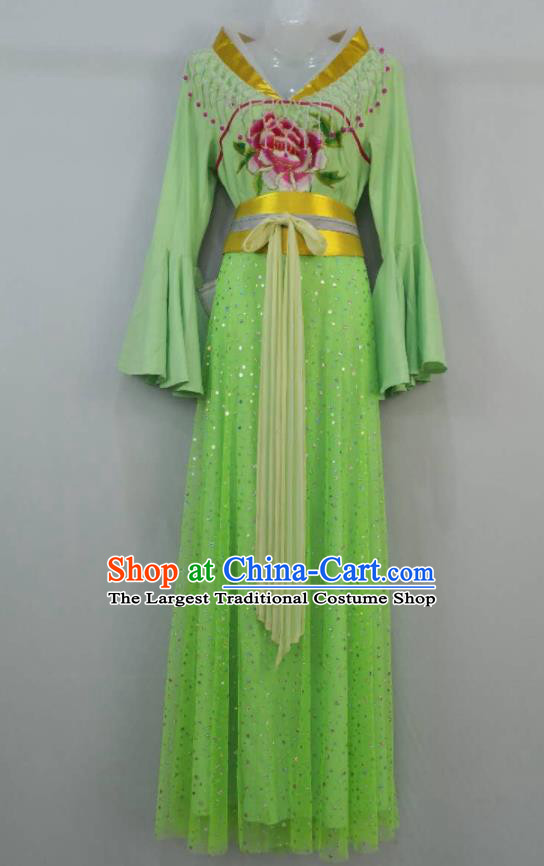 Chinese Traditional Huangmei Opera Actress Clothing Beijing Opera Diva Green Dress Outfits Ancient Fairy Garment Costumes