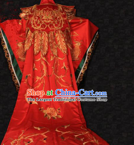 China Wedding Female Attire Ancient Empress Red Hanfu Dress Han Dynasty Queen Embroidered Garment Costumes