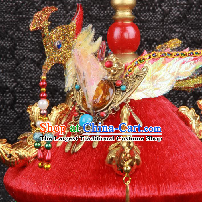 Chinese Traditional Drama Manchu Queen Headwear Qing Dynasty Empress Phoenix Hat Ancient Court Woman Headdress