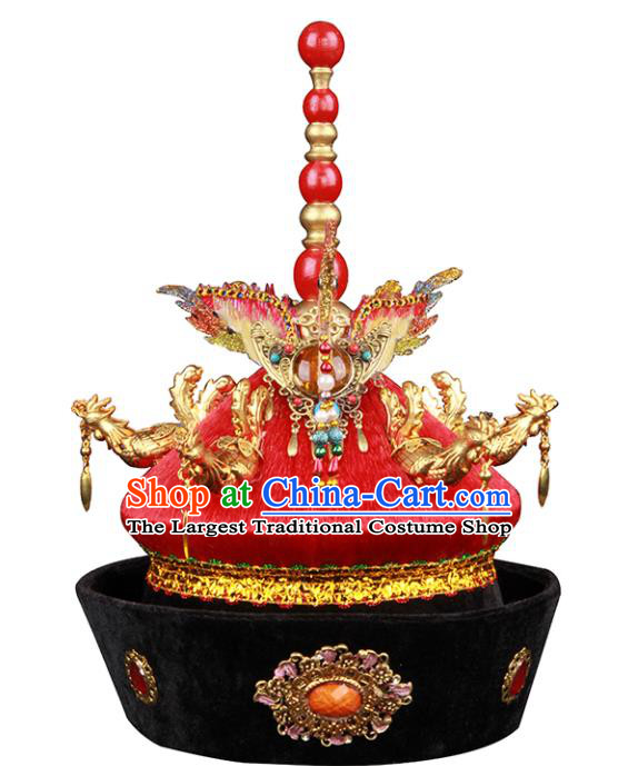 Chinese Traditional Drama Manchu Queen Headwear Qing Dynasty Empress Phoenix Hat Ancient Court Woman Headdress