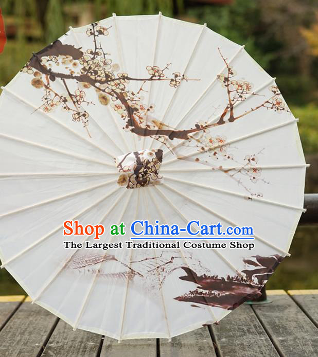 Chinese Ink Painting Plum Blossom Umbrella Classical Dance Umbrellas Handmade Silk Umbrella Traditional Hanfu Prop