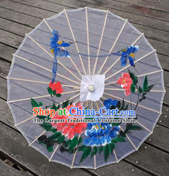 Chinese Classical Dance Umbrellas Handmade Transparent Silk Umbrella Traditional Hanfu Prop Bumbershoot Painting Peony Umbrella