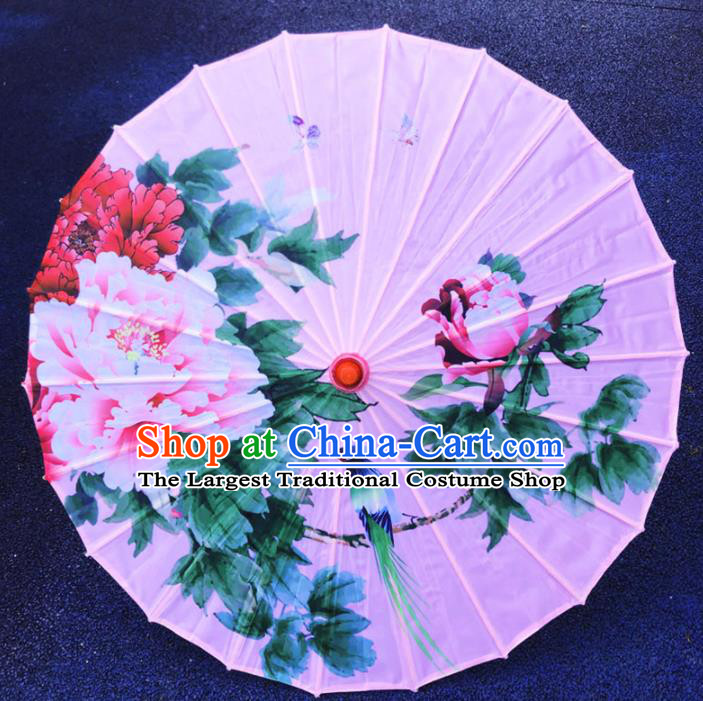Chinese Handmade Pink Silk Umbrellas Women Group Dance Umbrella Classical Dance Umbrella Traditional Hanfu Painting Peony Umbrella