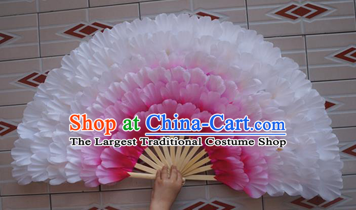Chinese Yangko Dance Double Sides Fan Women Group Peony Dance Prop Fan Spring Festival Gala Opening Dance Silk Fans Folk Dance Folding Fan