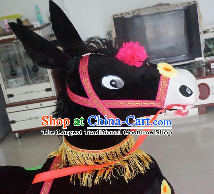 Chinese Folk Dance Accessories New Year Performance Props Yangko Dance Black Donkey Land Boat