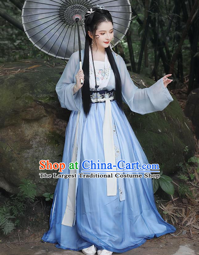 China Song Dynasty Young Lady Clothing Traditional Hanfu Dress Ancient Country Woman Garment Costumes Complete Set
