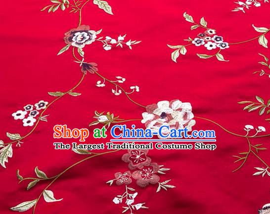 China Embroidered Peony Damask Cloth Classical Red Brocade Material Wedding Dress Drapery Traditional Cheongsam Silk Fabric