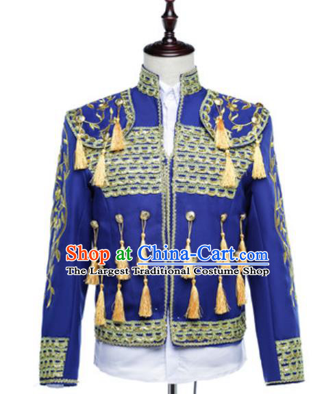 Custom European Prince Garment Costume Spanish Fighting Bull Clothing Annual Meeting Performance Suit Court Male Royalblue Jacket