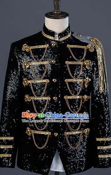 Custom England Royal Prince Clothing Annual Meeting Compere Upper Garment Western Gentleman Black Jacket European Drama Performance Costume