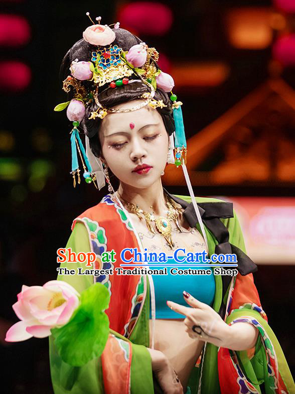 China Traditional Dunhuang Flying Apsaras Replica Garment Costumes Ancient Flowers Fairy Hanfu Clothing Classical Dance Apparels
