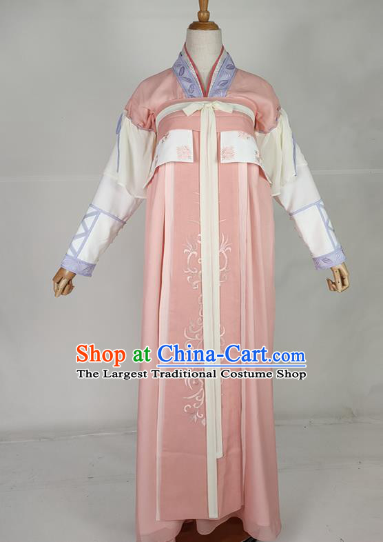 Chinese Tang Dynasty Court Maid Pink Dress Outfits Traditional Drama The Blooms At Ruyi Pavilion Fu Rong Garment Costumes Ancient Palace Lady Clothing